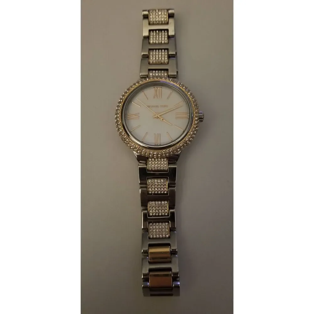Michael Kors Women's Taryn Rose Gold & Silver Glitz Pave Two Tone Watch MK4461